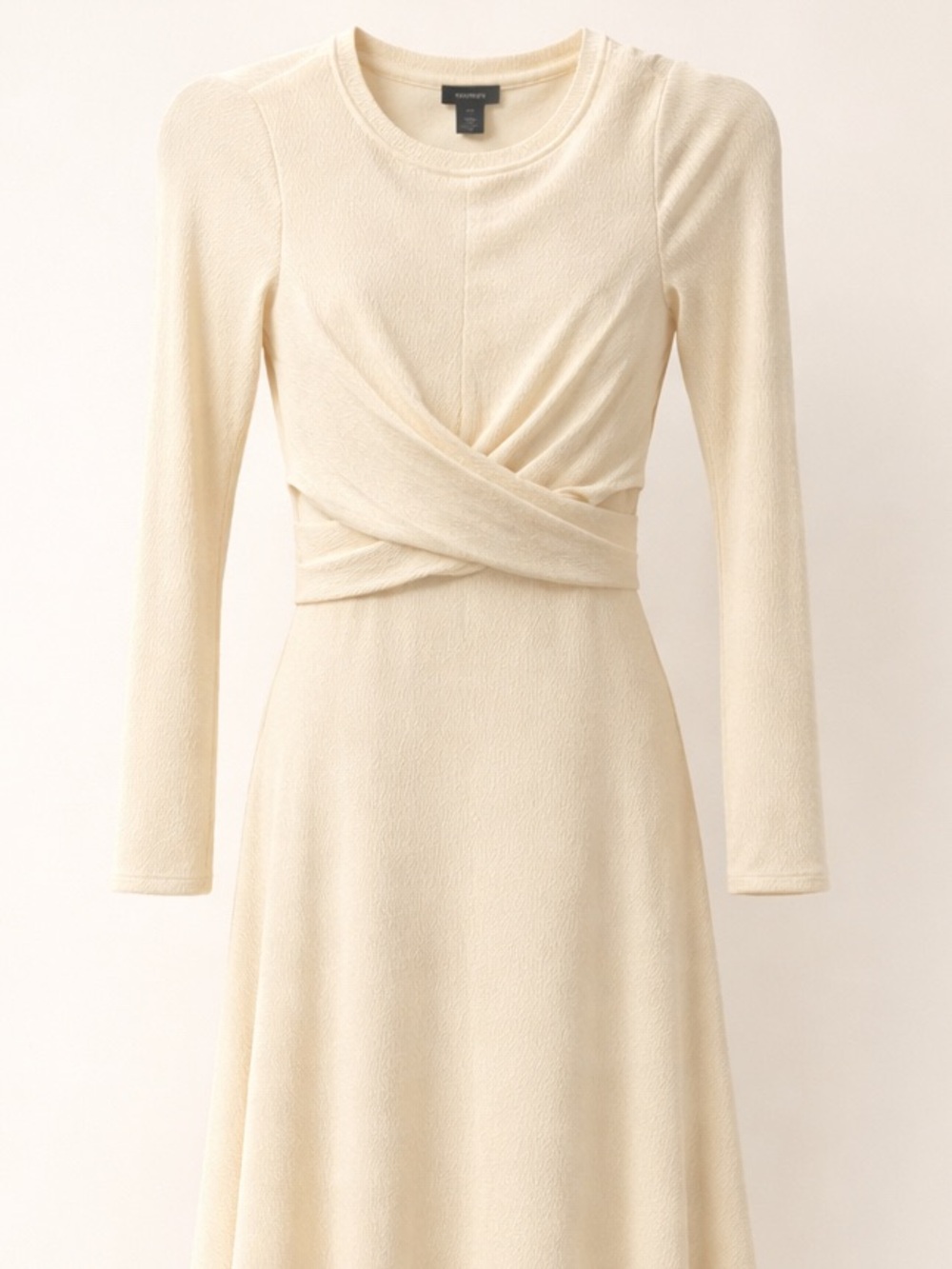 Halogen Nordstrom Cream Twist-Waist Long Sleeve Maxi Dress